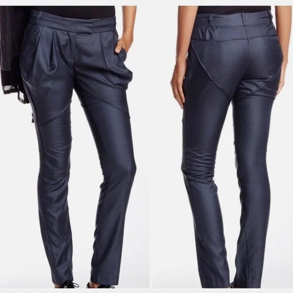 L.A.M.B. by Gwen Stefani Charcoal/Steel Wool Silk Dress Pants w/ Pleats - Picture 1 of 2